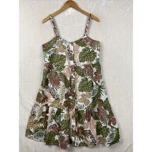 beachlunchlounge Tiered Dress Medium Tropical Baby Doll Linen Blend Beach Resort